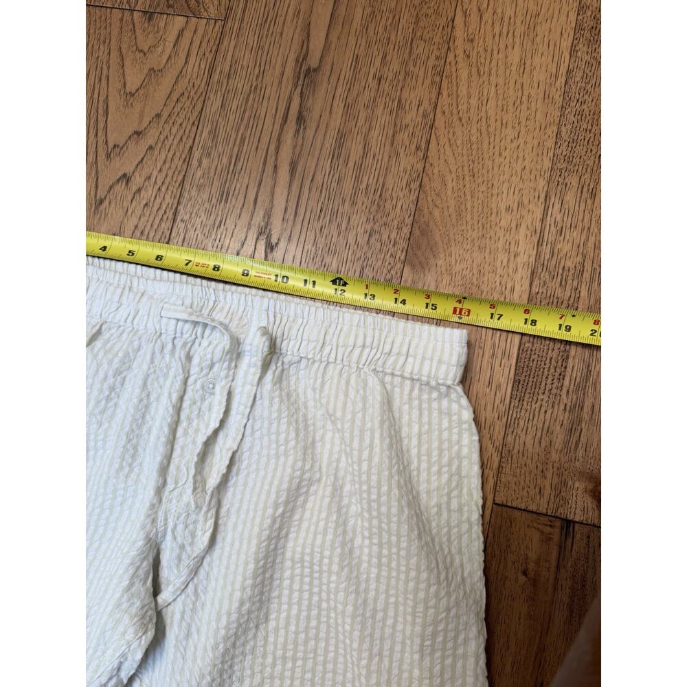 Serena & Lily White Green Cotton Seersucker Pajama Set Womens Small Button Front - Picture 13 of 15